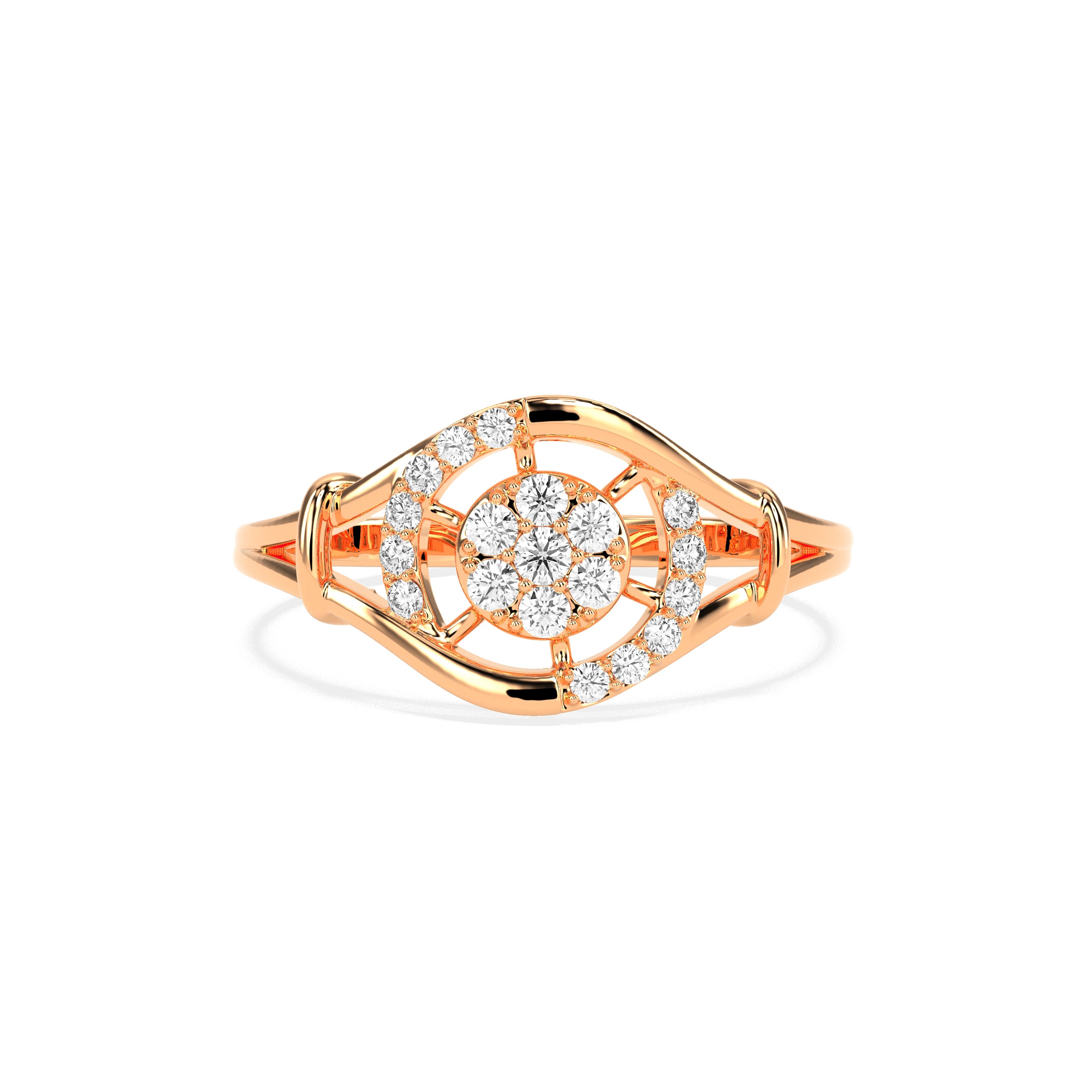Round Halo Diamond Designer Ring in 14K & 18K Gold | White, Yellow & Rose Gold Elegant Diamond Ring