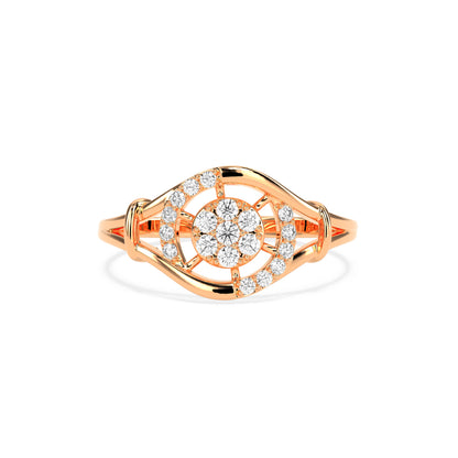 Round Halo Diamond Designer Ring in 14K & 18K Gold | White, Yellow & Rose Gold Elegant Diamond Ring
