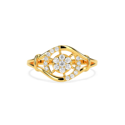 Round Halo Diamond Designer Ring in 14K & 18K Gold | White, Yellow & Rose Gold Elegant Diamond Ring