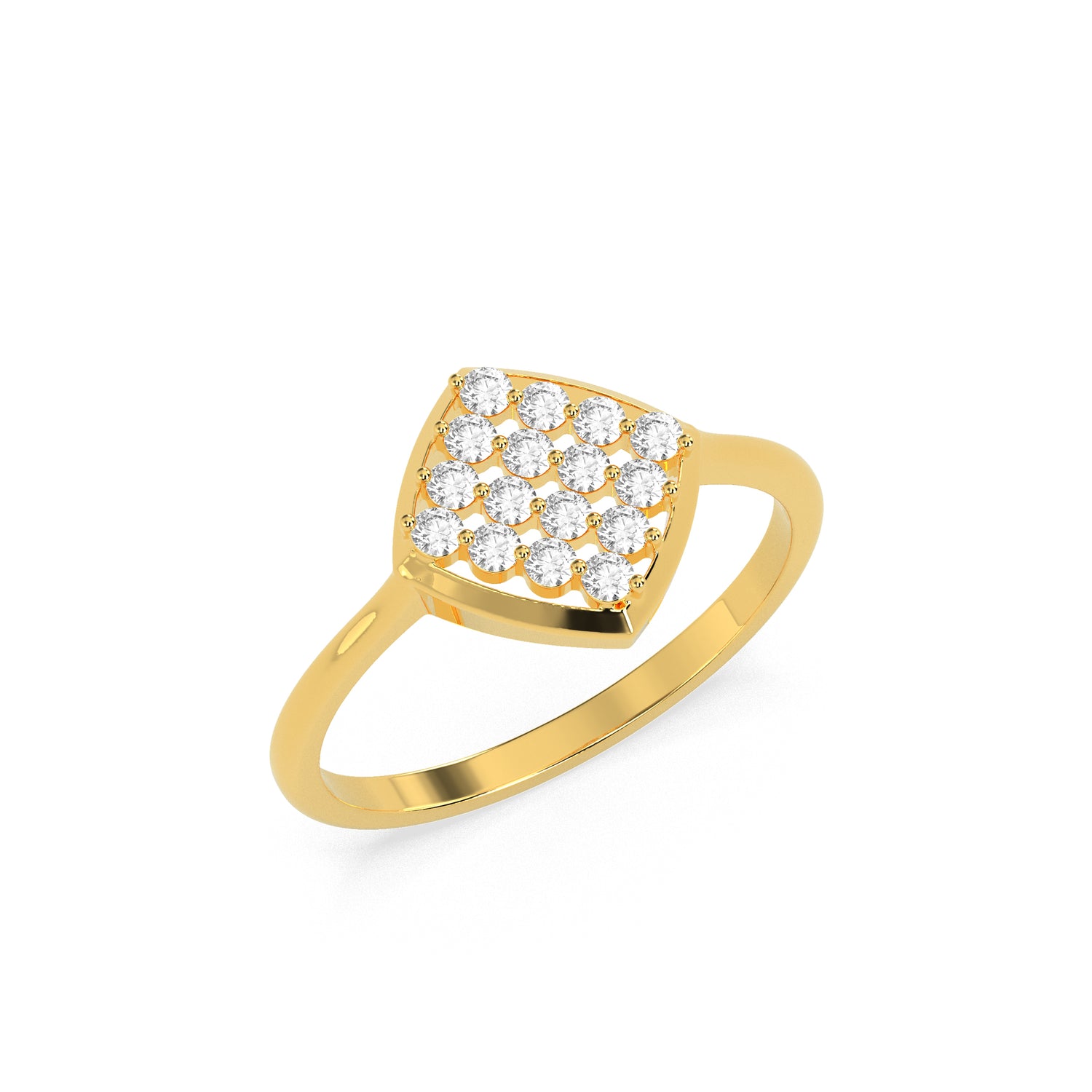 Square Diamond Cluster Ring in 14K & 18K Gold | White, Yellow & Rose Gold Elegant Diamond Ring