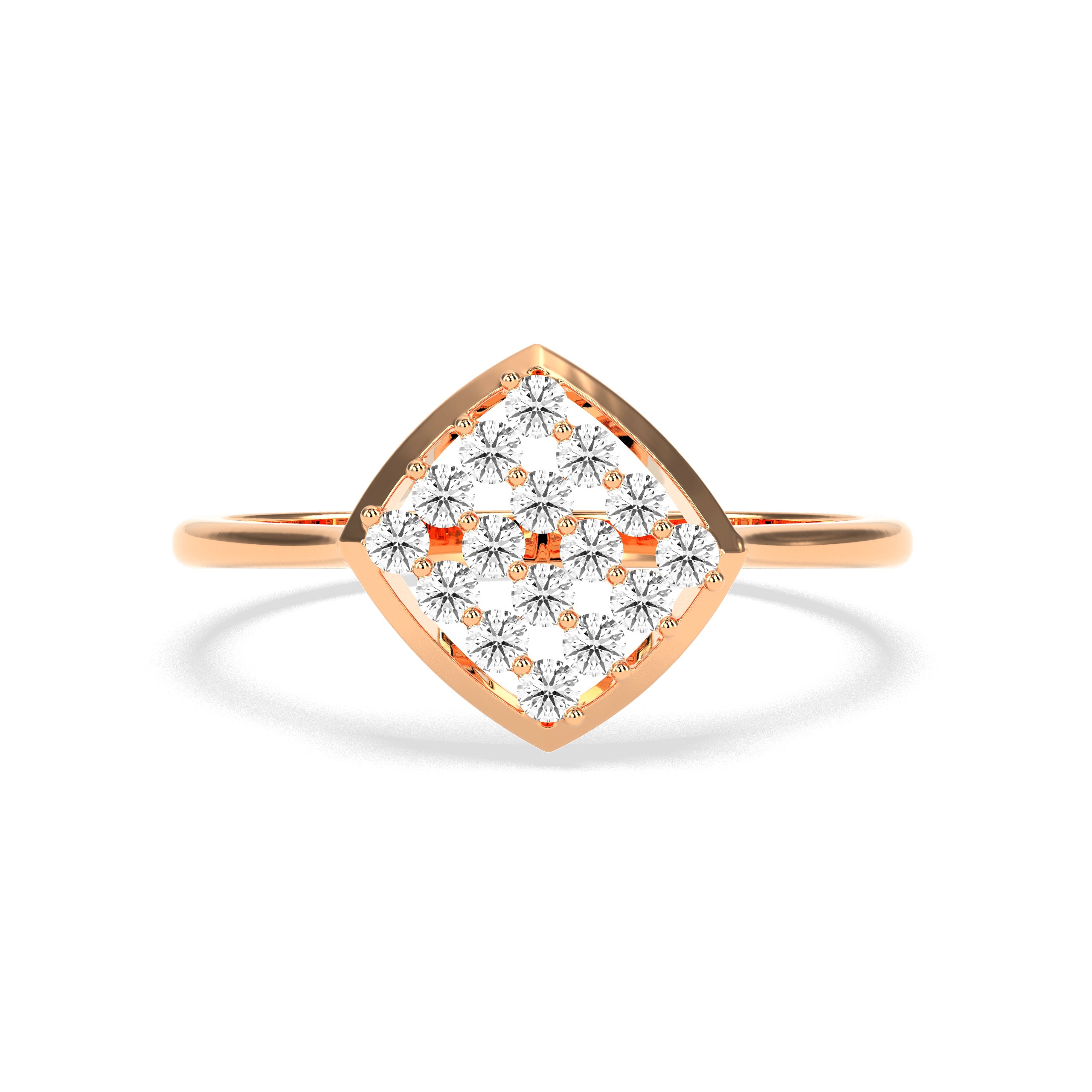 Square Diamond Cluster Ring in 14K & 18K Gold | White, Yellow & Rose Gold Elegant Diamond Ring
