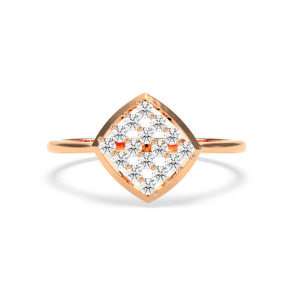 Square Diamond Cluster Ring in 14K & 18K Gold | White, Yellow & Rose Gold Elegant Diamond Ring