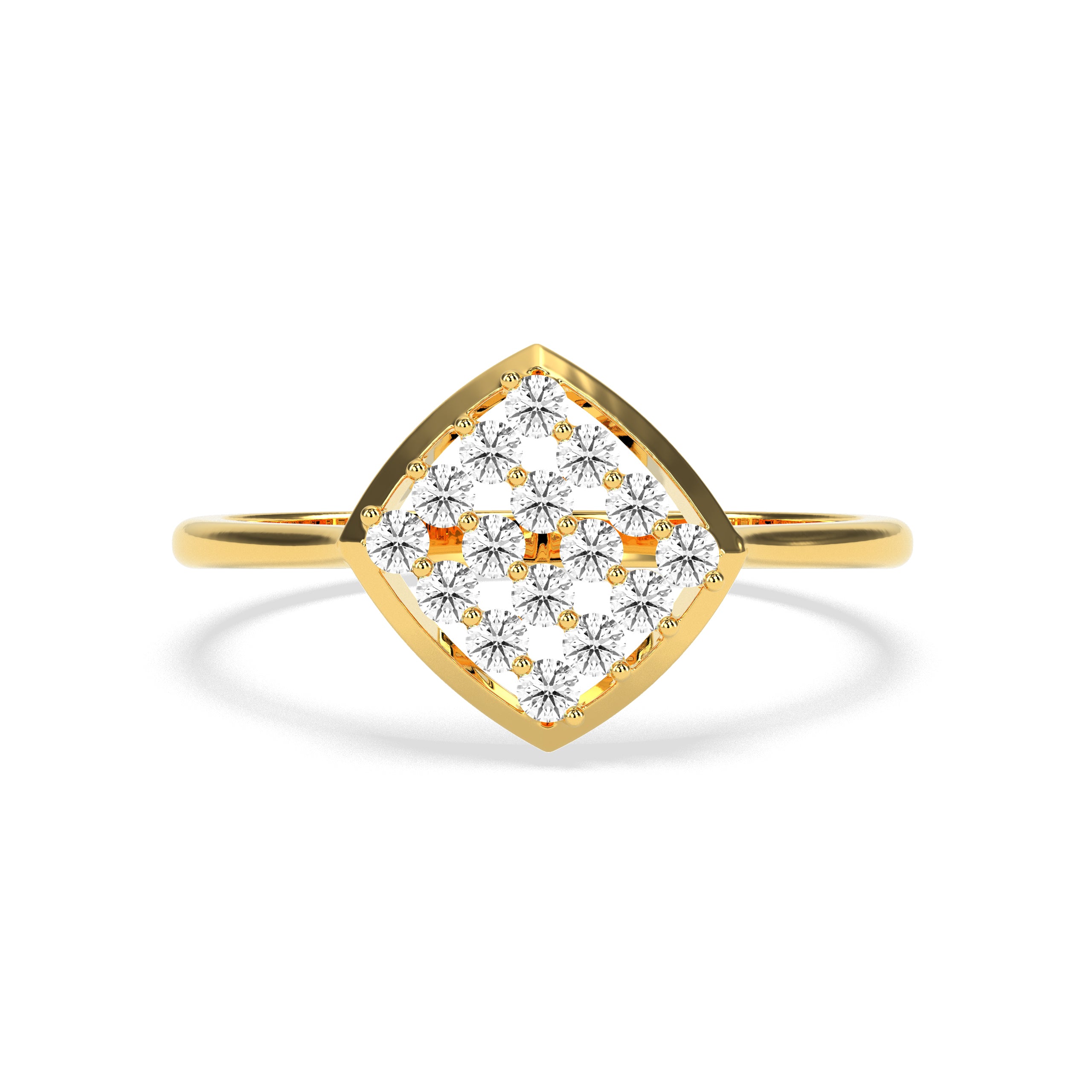 Square Diamond Cluster Ring in 14K & 18K Gold | White, Yellow & Rose Gold Elegant Diamond Ring