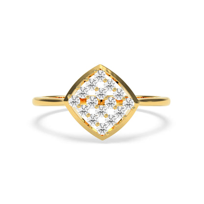 Square Diamond Cluster Ring in 14K & 18K Gold | White, Yellow & Rose Gold Elegant Diamond Ring