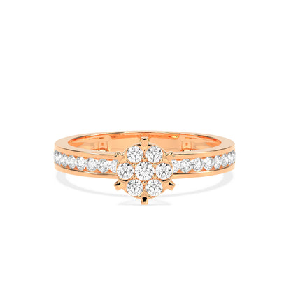 Floral Diamond Cluster Ring in 14K & 18K Gold | White, Yellow & Rose Gold Elegant Flower Diamond Ring