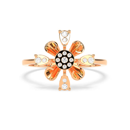 Designer Floral Diamond Ring in 14K & 18K Gold | White, Yellow & Rose Gold Flower Diamond Ring