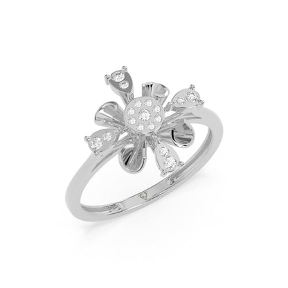 Designer Floral Diamond Ring in 14K & 18K Gold | White, Yellow & Rose Gold Flower Diamond Ring