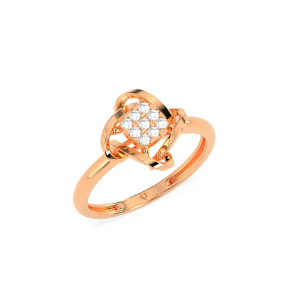 Geometric Diamond Cluster Ring in 14K & 18K Gold | White, Yellow & Rose Gold Modern Designer Ring