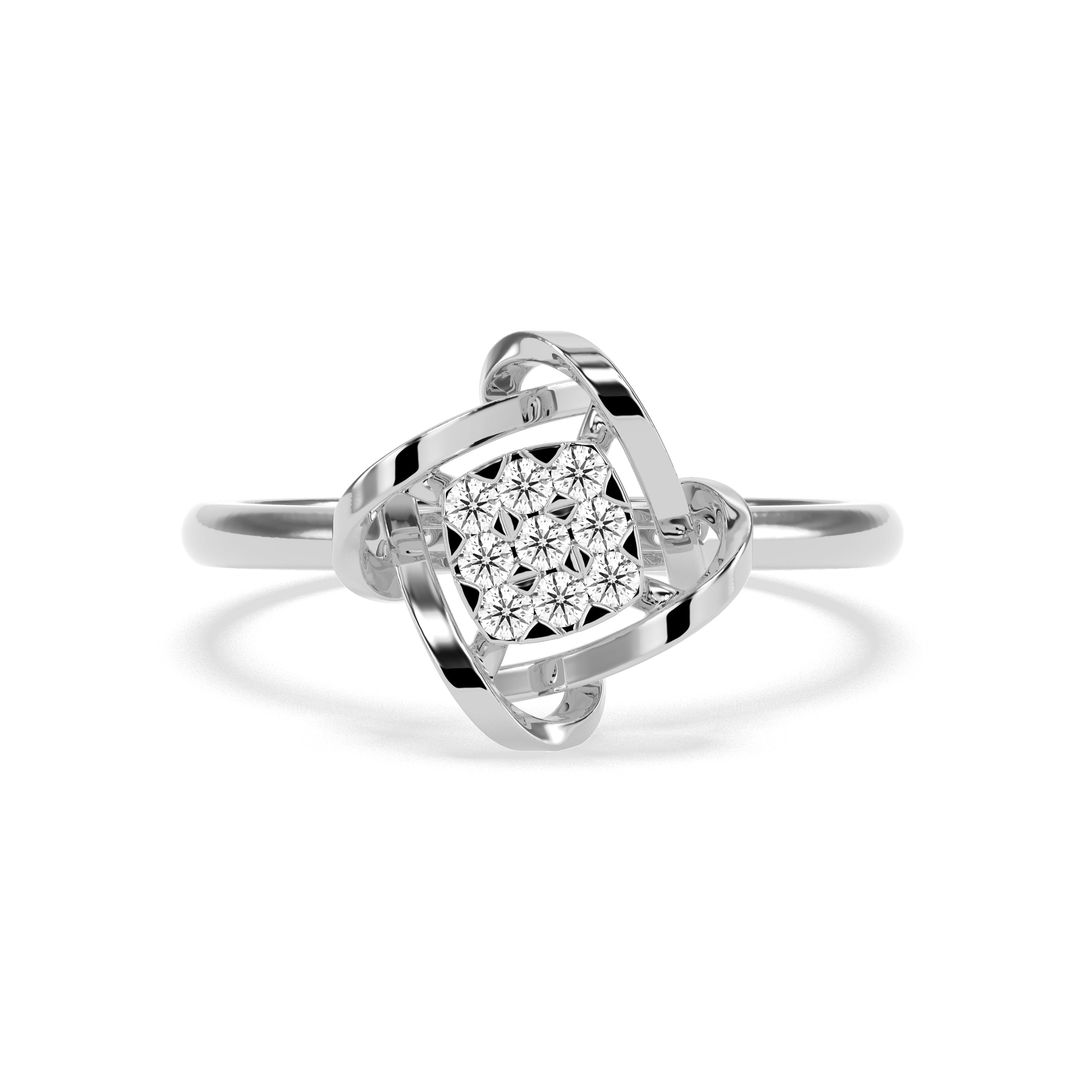 Geometric Diamond Cluster Ring in 14K & 18K Gold | White, Yellow & Rose Gold Modern Designer Ring