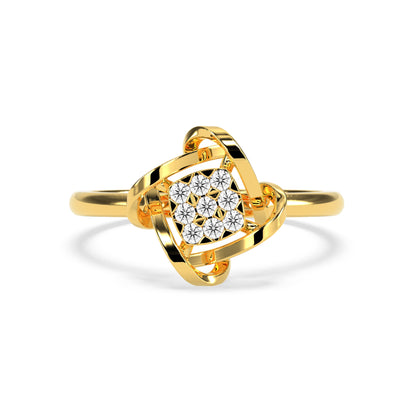 Geometric Diamond Cluster Ring in 14K & 18K Gold | White, Yellow & Rose Gold Modern Designer Ring