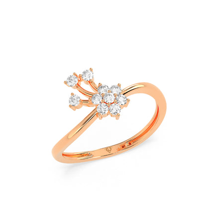 Floral Diamond Cluster Ring in 14K & 18K Gold | White, Yellow & Rose Gold Elegant Flower Design Ring