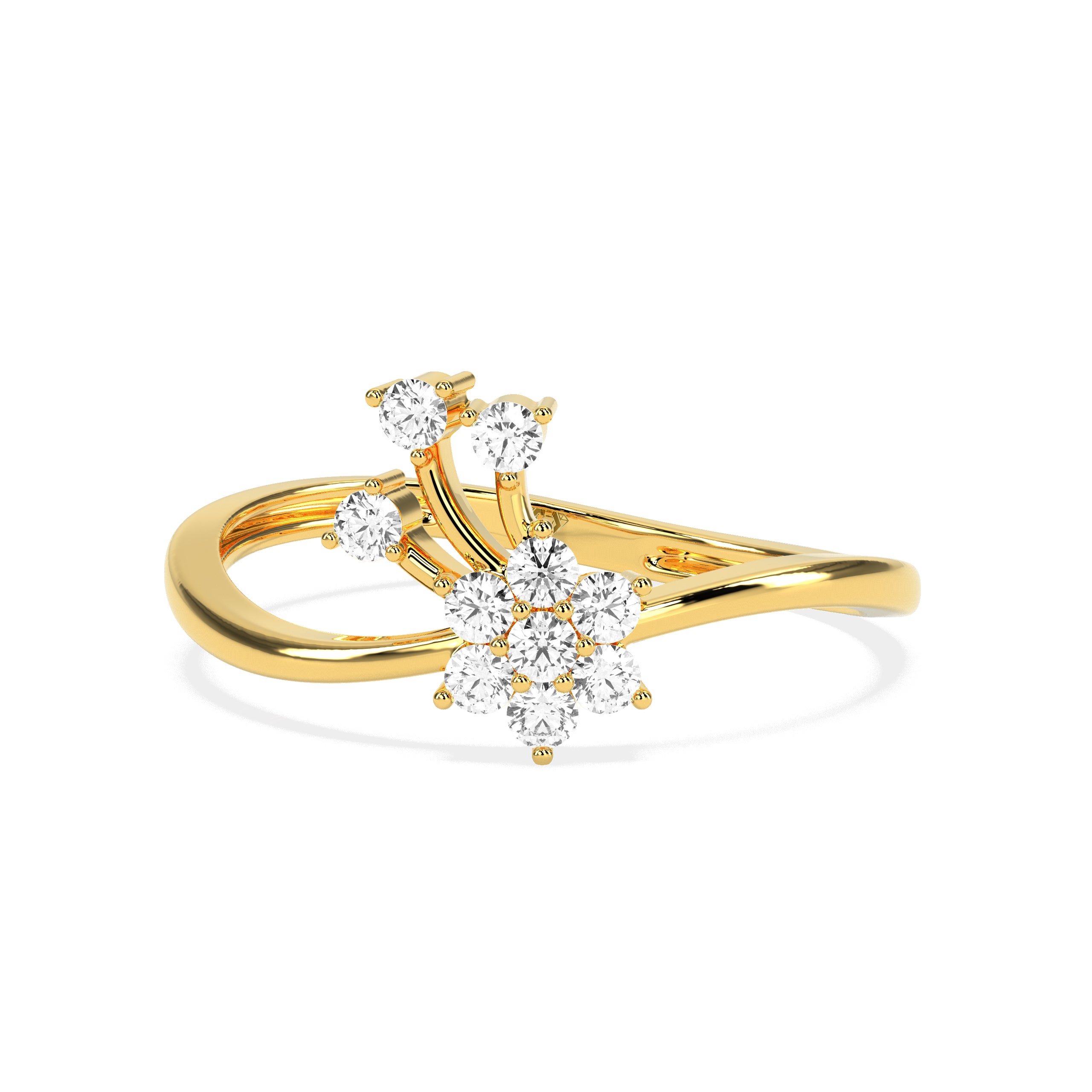 Floral Diamond Cluster Ring in 14K & 18K Gold | White, Yellow & Rose Gold Elegant Flower Design Ring