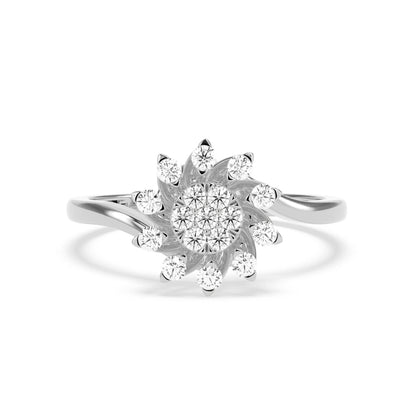 Sunburst Floral Diamond Ring in 14K & 18K Gold | White, Yellow & Rose Gold Designer Diamond Ring