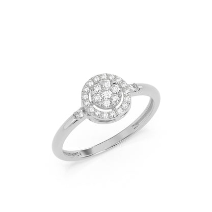 Round Halo Diamond Cluster Ring in 14K & 18K Gold | Natural Diamond Ring