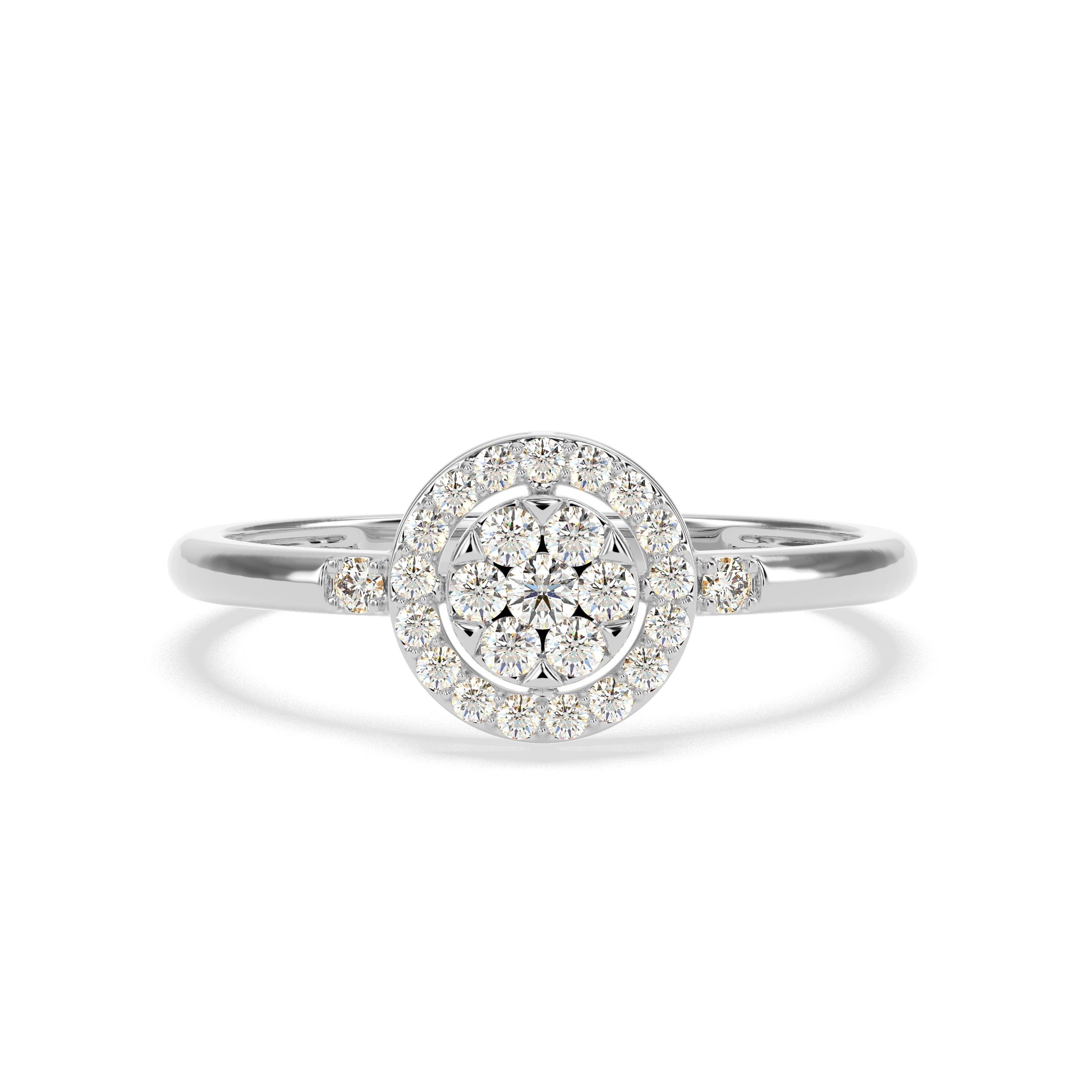 Round Halo Diamond Cluster Ring in 14K & 18K Gold | Natural Diamond Ring