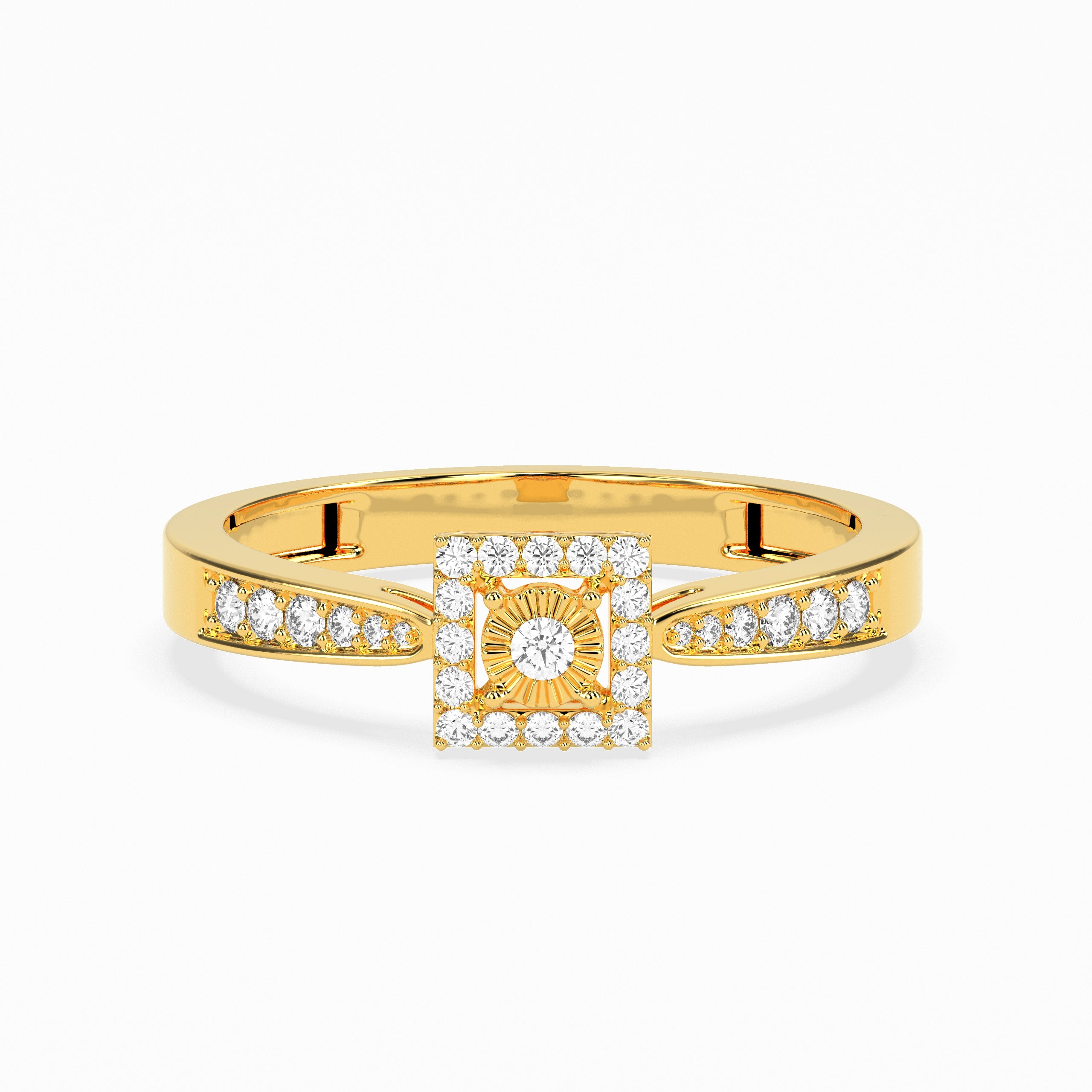 Square Halo Diamond Ring in 14K & 18K Gold | White, Yellow & Rose Gold Diamond Engagement Ring