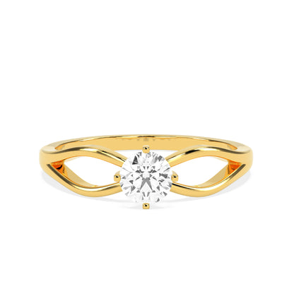 Twist Solitaire Diamond Ring in 14K & 18K Gold | White, Yellow & Rose Gold Elegant Engagement Ring