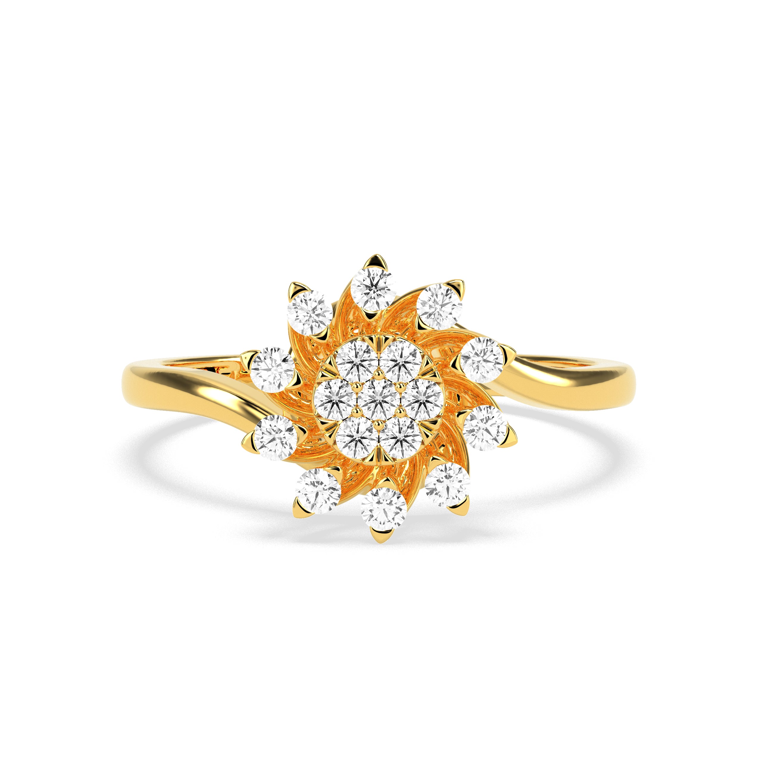 Sunburst Floral Diamond Ring in 14K & 18K Gold | White, Yellow & Rose Gold Designer Diamond Ring