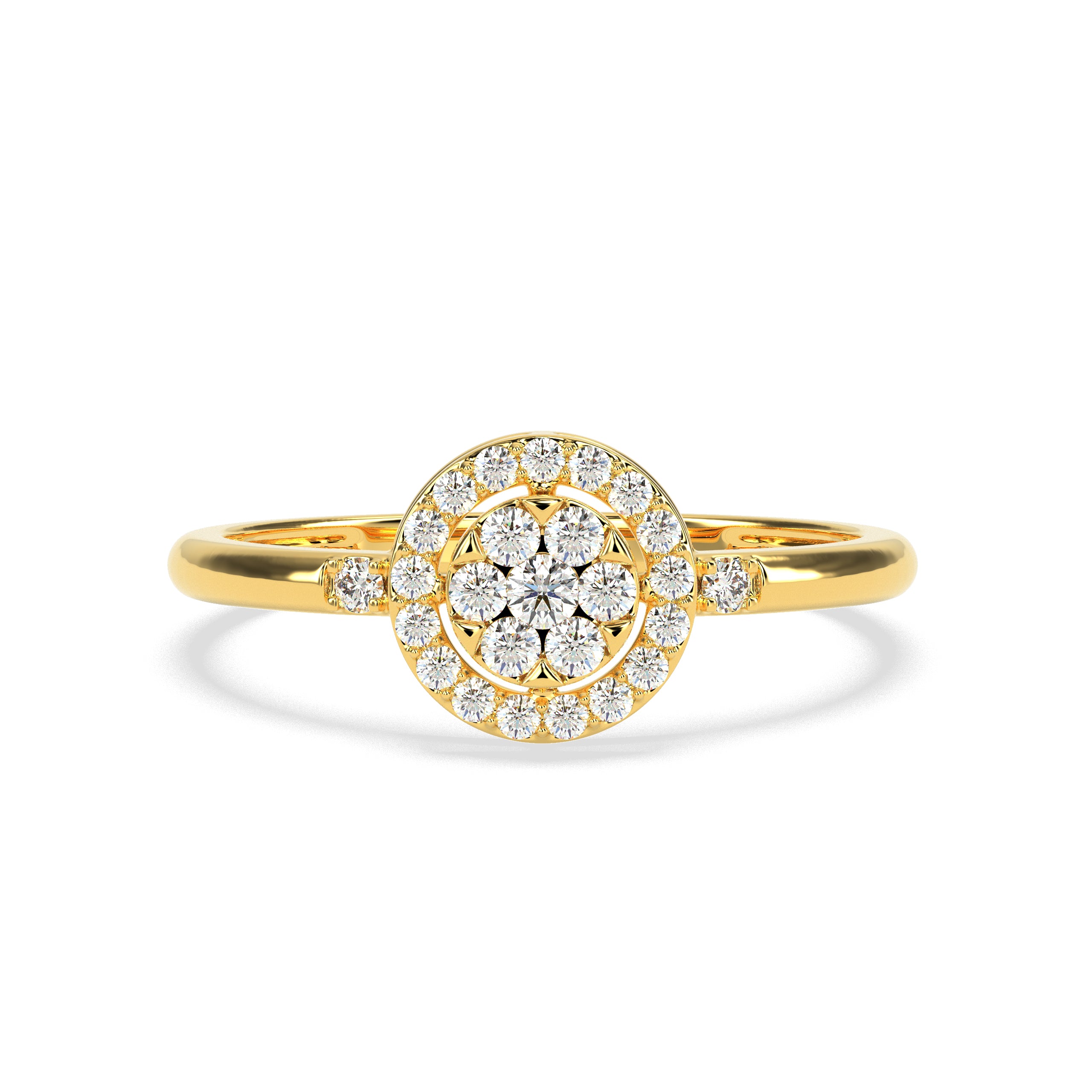 Round Halo Diamond Cluster Ring in 14K & 18K Gold | Natural Diamond Ring
