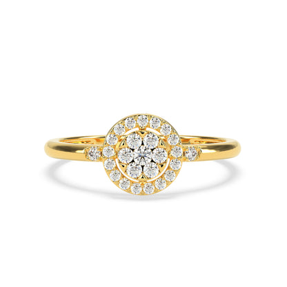 Round Halo Diamond Cluster Ring in 14K & 18K Gold | Natural Diamond Ring